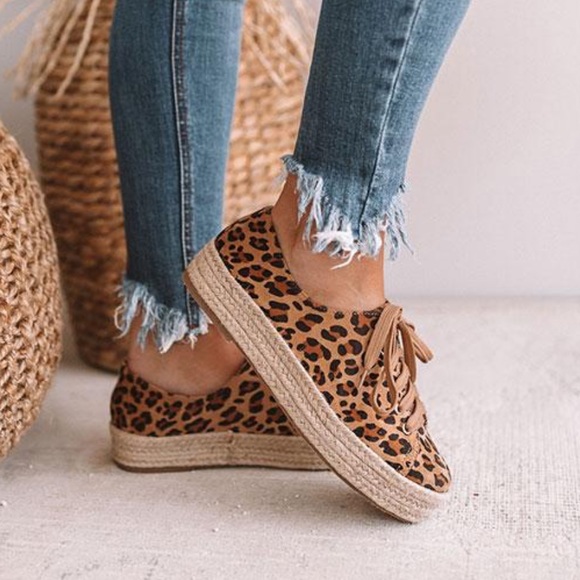 Shoes - Leopard Espadrille Sneaker